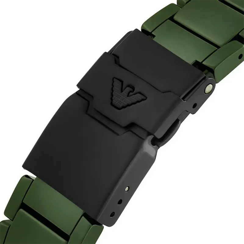 Emporio Armani World Explorer Green Dial Ceramic Men's Watch- AR70011